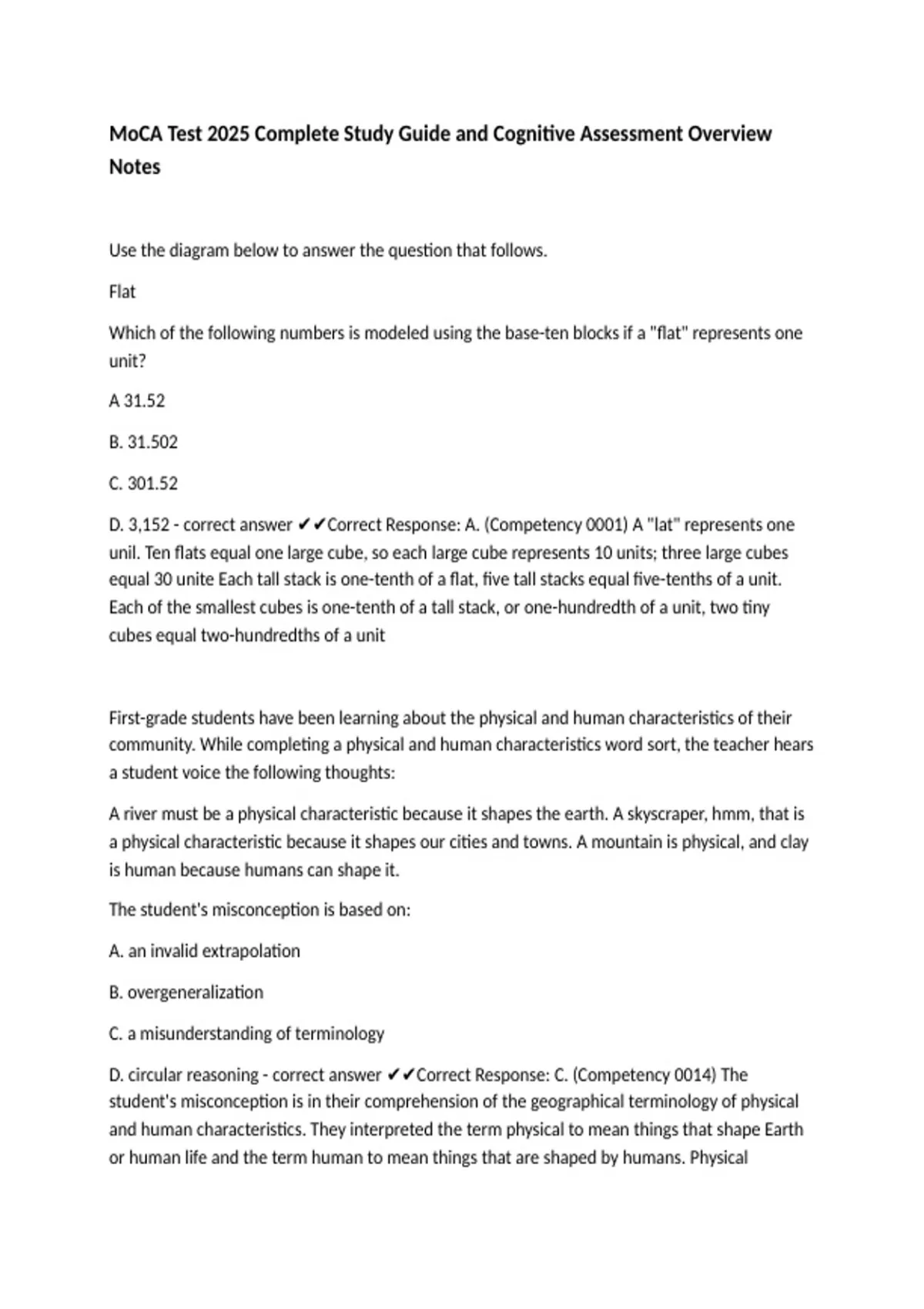 MoCA Test 2025 Complete Study Guide and Cognitive Assessment Overview Notes - MoCA - Stuvia US
