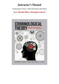 Instructor&rsquo;s Manual  for Criminological Theory&colon; A Brief Introduction 4th Edition by J&period; Mitchell Miller&comma; Christopher Schreck&comma; Chapter 1-10 &vert; All Chapters