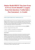 Shadow Health HEENT Tina Jones Exam ACTUAL EXAM 2026&sol;2027 &vert; Complete Exam-Style Questions &vert; Verified Q&A &vert; Pass Guaranteed - A&plus; Graded