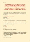 COLORADO REAL ESTATE EXAM NEWEST 2026 &NewLine;ACTUAL EXAM TEST BANK&vert; COLORADO REAL &NewLine;ESTATE EXAM PREP WITH COMPLETE 500 REAL &NewLine;EXAM QUESTIONS AND CORRECT VERIFIED &NewLine;ANSWERS&sol; ALREADY GRADED A&plus; &lpar;MOST RECENT&excl;&excl;&rpar; 