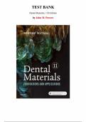 Test Bank for Dental Materials&comma; 11th Edition by John M&period; Powers&comma; Chapter 1-15 &vert; All Chapters