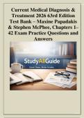 Current Medical Diagnosis & Treatment 2026 63rd Edition Test Bank &ndash; Maxine Papadakis & Stephen McPhee&comma; Chapters 1&ndash;42 Exam Practice Questions and Answers