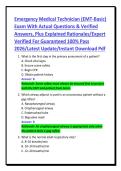Emergency Medical Technician &lpar;EMT-Basic&rpar;&NewLine;Exam With Actual Questions & Verified&NewLine;Answers&comma; Plus Explained Rationales&sol;Expert&NewLine;Verified For Guaranteed 100&percnt; Pass&NewLine;2026&sol;Latest Update&sol;Instant Download Pdf