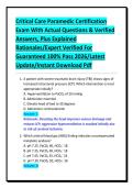 Critical Care Paramedic Certification&NewLine;Exam With Actual Questions & Verified&NewLine;Answers&comma; Plus Explained&NewLine;Rationales&sol;Expert Verified For&NewLine;Guaranteed 100&percnt; Pass 2026&sol;Latest&NewLine;Update&sol;Instant Download Pdf