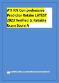 ATI RN Comprehensive &NewLine;Predictor Retake LATEST &NewLine;2023 Verified & Reliable &NewLine;Exam Score A