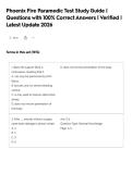 Phoenix Fire Paramedic Test Study Guide &vert;&NewLine;Questions with 100&percnt; Correct Answers &vert; Verified &vert;&NewLine;Latest Update 2026