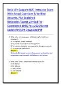 Basic Life Support &lpar;BLS&rpar; Instructor Exam&NewLine;With Actual Questions & Verified&NewLine;Answers&comma; Plus Explained&NewLine;Rationales&sol;Expert Verified For&NewLine;Guaranteed 100&percnt; Pass 2026&sol;Latest&NewLine;Update&sol;Instant Download Pdf