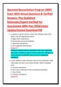 Neonatal Resuscitation Program &lpar;NRP&rpar;&NewLine;Exam With Actual Questions & Verified&NewLine;Answers&comma; Plus Explained&NewLine;Rationales&sol;Expert Verified For&NewLine;Guaranteed 100&percnt; Pass 2026&sol;Latest&NewLine;Update&sol;Instant Download Pdf
