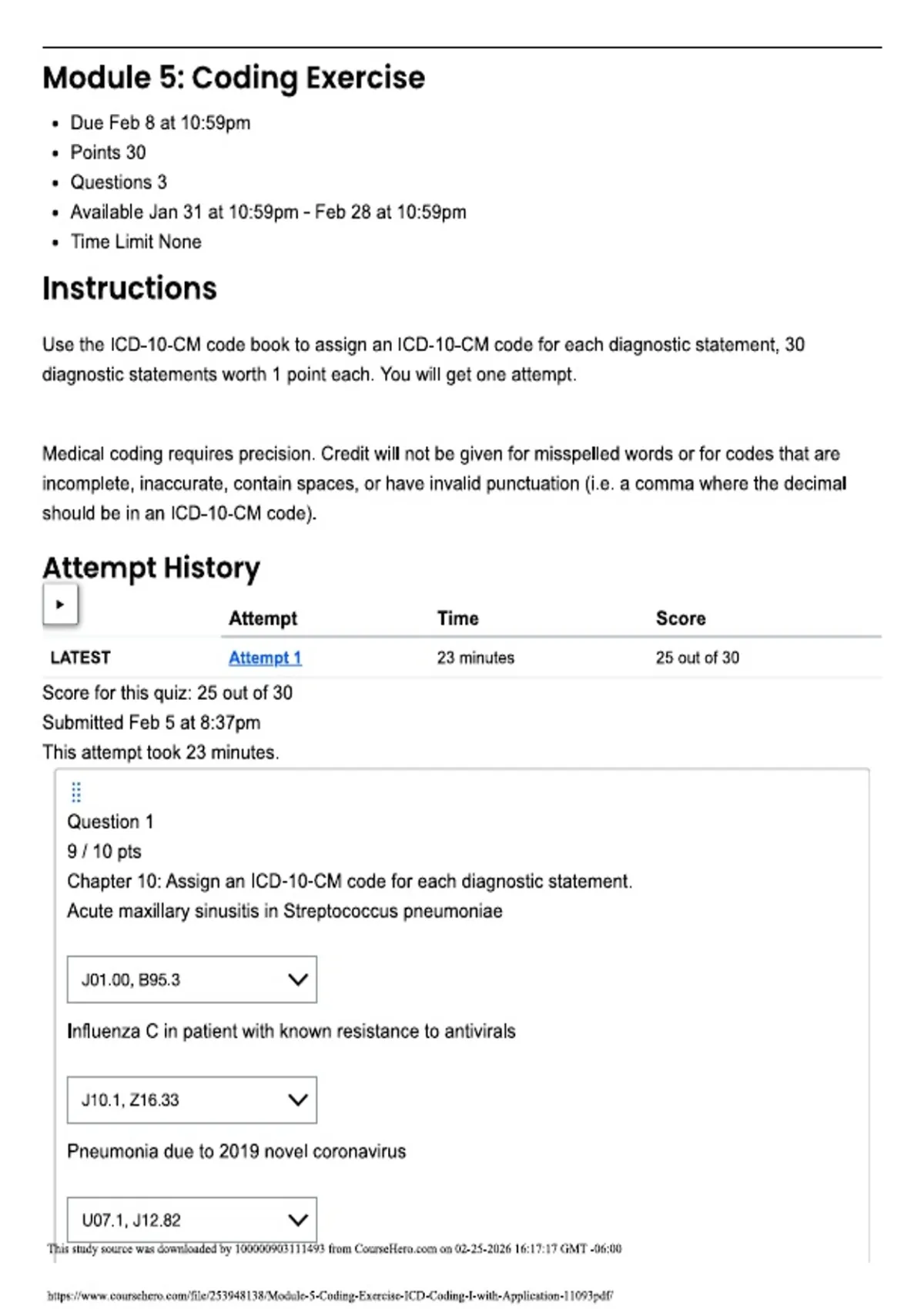 Icd Material ICD Coding I with Application 11093 – Module 5 – Coding Exercise ...
