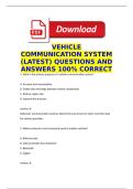 VEHICLE COMMUNICATION SYSTEM &lpar;LATEST&rpar; QUESTIONS AND ANSWERS 100&percnt; CORRECT