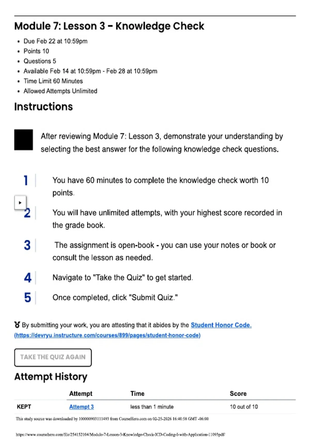 Module 7 Lesson 3 – Knowledge Check – Reading I with Application ...