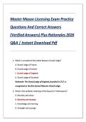 Master Mason Licensing Exam Practice &NewLine;Questions And Correct Answers &NewLine;&lpar;Verified Answers&rpar; Plus Rationales 2026 &NewLine;Q&A &vert; Instant Download Pdf 