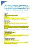 WGU D489 Cybersecurity Management Task 1 Exam Actual Exam 2026&sol;2027 &ndash; Complete Exam-Style Questions with Detailed Rationales &vert; 100&percnt; Verified &ndash; Pass Guaranteed &ndash; A&plus; Graded&NewLine;&NewLine;