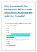 Master Electrician Licensing Exam &NewLine;Practice Questions And Correct Answers &NewLine;&lpar;Verified Answers&rpar; Plus Rationales 2026 &NewLine;Q&A &vert; Instant Download Pdf 