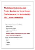 Master Carpenter Licensing Exam &NewLine;Practice Questions And Correct Answers &NewLine;&lpar;Verified Answers&rpar; Plus Rationales 2026 &NewLine;Q&A &vert; Instant Download Pdf 