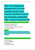 WGU C215 Operations &NewLine;Management OA Exam &NewLine;Questions And Correct &NewLine;Answers &lpar;Verified Answers&rpar; &NewLine;Plus Rationales 2025&sol;2026 &NewLine;Q&A &vert; Instant Download Pdf 