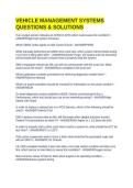 VEHICLE MANAGEMENT SYSTEMS  QUESTIONS & SOLUTIONS