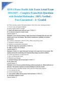 HOSA Home Health Aide Exam Actual Exam 2026&sol;2027 &ndash; Complete Exam-Style Questions with Detailed Rationales &vert; 100&percnt; Verified &ndash; Pass Guaranteed &ndash; A&plus; Graded&NewLine;&NewLine;