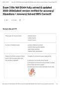 Exam 3 Bio 168 EXAM fully solved & updated 2025-2026&lpar;latest version verified for accuracy&rpar; &lpar;Questions &plus; Answers&rpar; Solved 100&percnt; Correct&excl;&excl;&NewLine;&NewLine;