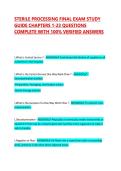 STERILE PROCESSING FINAL EXAM STUDY GUIDE CHAPTERS 1-23 QUESTIONS COMPLETE WITH 100&percnt; VERIFIED ANSWERS