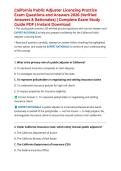 California Public Adjuster Licensing Practice Exam Questions and Answers 2026 &lpar;Verified Answers & Rationales&rpar; &vert; Complete Exam Study Guide PDF &vert; Instant Download