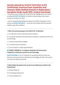 AALAS Laboratory Animal Technician &lpar;LAT&rpar; Certification Practice Exam Questions and Answers 2026 &lpar;Verified Answers & Rationales&rpar; &vert; Complete Study Guide PDF &vert; Instant Download