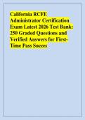 California RCFE &NewLine;Administrator Certification &NewLine;Exam Latest 2026 Test Bank&colon; &NewLine;250 Graded Questions and &NewLine;Verified Answers for FirstTime Pass Succes