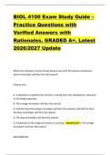 BIOL 4100 Exam Study Guide &ndash; &NewLine;Practice Questions with &NewLine;Verified Answers with &NewLine;Rationales&period; GRADED A&plus;&period; Latest &NewLine;2026&sol;2027 Update 