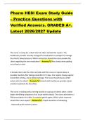 Pharm HESI Exam Study Guide &ndash; Practice Questions with &NewLine;Verified Answers&period; GRADED A&plus;&period; &NewLine;Latest 2026&sol;2027 Update 