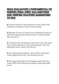 NU136 EVALUATION 3 FUNDAMENTALS OF &NewLine;NURSING FINAL SHEET 2026 QUESTIONS &NewLine;AND VERIFIED SOLUTIONS GUARANTEED &NewLine;TO PASS