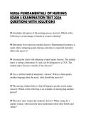 NU136 FUNDAMENTALS OF NURSING &NewLine;EXAM 3 EXAMINATION TEST 2026 &NewLine;QUESTIONS WITH SOLUTIONS