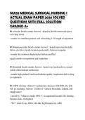 NU155 MEDICAL SURGICAL NURSING I &NewLine;ACTUAL EXAM PAPER 2026 SOLVED &NewLine;QUESTIONS WITH FULL SOLUTION &NewLine;GRADED A&plus;