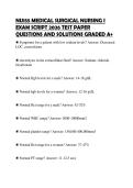 NU155 MEDICAL SURGICAL NURSING I &NewLine;EXAM SCRIPT 2026 TEST PAPER &NewLine;QUESTIONS AND SOLUTIONS GRADED A&plus;