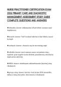 NURSE PRACTITIONER CERTIFICATION EXAM &NewLine;2026 PRIMARY CARE AND DIAGNOSTIC &NewLine;MANAGEMENT ASSESSMENT STUDY GUIDE &NewLine;COMPLETE QUESTIONS AND ANSWERS