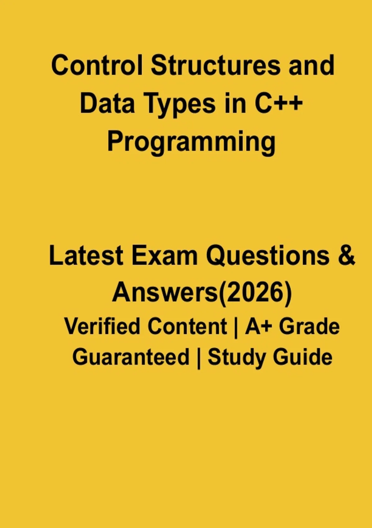 Control Structures & Data Types in C++ Programming PDF | Study Guide ...