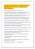 Georgia Life Insurance Licensing Exam &vert;&NewLine;Questions & Answers &vert; Study Pack &vert;&NewLine;100&percnt; Accurate