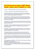 GA Life Insurance Exam &vert; Q&A Study&NewLine;Guide &vert; 2026 &vert; 100&percnt; Verified &vert; A&plus; Pass