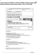 Pearson Edexcel GCSE &lpar;9&ndash;1&rpar; History PAPER 3&colon; Modern depth study &NewLine;Option 30&colon; Russia and the Soviet Union&comma; 1917&ndash;41 &lpar;1H10&sol;30&rpar; 