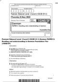 Pearson Edexcel Level 1&sol;Level 2 GCSE &lpar;9&ndash;1&rpar; German PAPER 3&colon; &NewLine;Reading and understanding in German Foundation Tier &NewLine;&lpar;1GNO&sol;3F&rpar; 