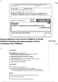 Pearson Edexcel Level 1&sol;Level 2 GCSE &lpar;9&ndash;1&rpar; Greek &NewLine;PAPER 3&colon; Reading and understanding in Greek &NewLine;Foundation Tier &lpar;1GK  0&sol;3F&rpar; 