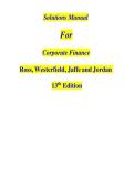 Solutions Manual Corporate Finance 13th Edition By Ross&comma; Westerfield&comma; Jaffe&comma; and Jordan -All Chapters &lpar;1-31&rpar; Latest Updated Version &vert; Already Graded A&plus; 2026&sol;2027&period;