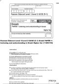 Pearson Edexcel Level 1&sol;Level 2 GCSE &lpar;9&ndash;1&rpar; Greek PAPER 1&colon; &NewLine;Listening and understanding in Greek Higher tier &lpar;1 GK   0&sol;1H&rpar;
