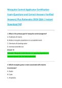 Mosquito Control Applicator Certification &NewLine;Exam Questions and Correct Answers Verified &NewLine;Answers&rpar; Plus Rationales 2026 Q&A &vert; Instant &NewLine;Download Pdf