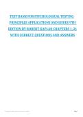 PSY 410 &ndash; Test Bank for Psychological Testing&colon; Principles&comma; Applications&comma; and Issues 9th Edition by Robert Kaplan &ndash; Chapters 1&ndash;21 Questions and Answers