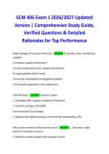 SCM 406 Exam 1 2026&sol;2027 Updated Version &vert; Comprehensive Study Guide&comma; Verified Questions & Detailed Rationales for Top Performance