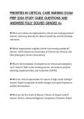 PRIORITIES IN CRITICAL CARE NURSING EXAM &NewLine;PREP 2026 STUDY GUIDE QUESTIONS AND &NewLine;ANSWERS FULLY SOLVED GRADED A&plus; 