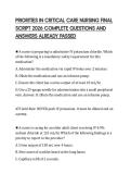 PRIORITIES IN CRITICAL CARE NURSING FINAL &NewLine;SCRIPT 2026 COMPLETE QUESTIONS AND &NewLine;ANSWERS ALREADY PASSED 
