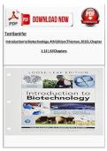 Test Bank - Introduction to Biotechnology&comma; 4th Edition &lpar;Thieman&comma; 2019&rpar;&comma; Chapter 1-13 &vert; All Chapters&NewLine;
