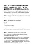 PRIVATE PILOT GLIDER WRITTEN &NewLine;EXAM 2026 FLIGHT TEST PAPER &NewLine;QUESTIONS ANSWERS GRADED A&plus;