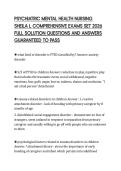 PSYCHIATRIC MENTAL HEALTH NURSING &NewLine;SHEILA L CERTIFICATION EVALUATION 2026 &NewLine;TEST PAPER QUESTIONS AND SOLUTIONS &NewLine;100&percnt; CORRECT
